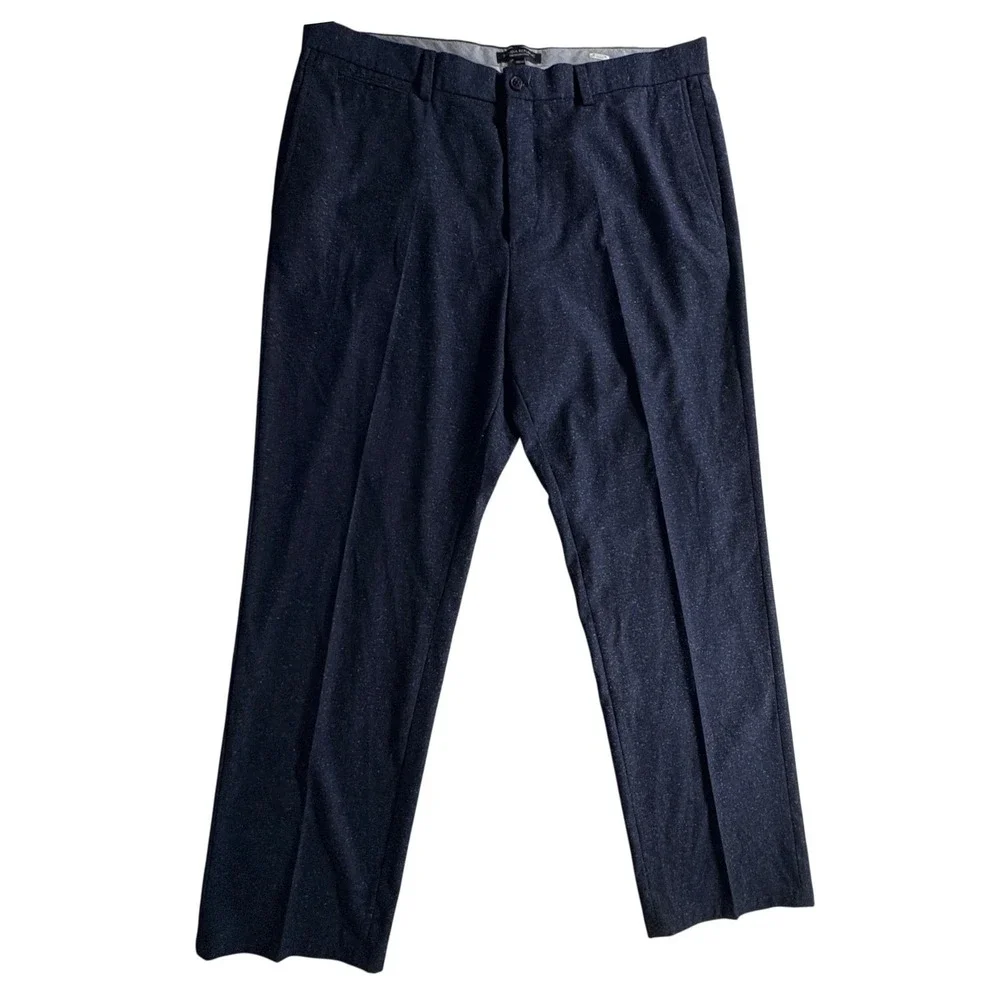 Banana Republic Emerson Pant Mens 38x34 Navy Italian Wool Blend Straight Slacks